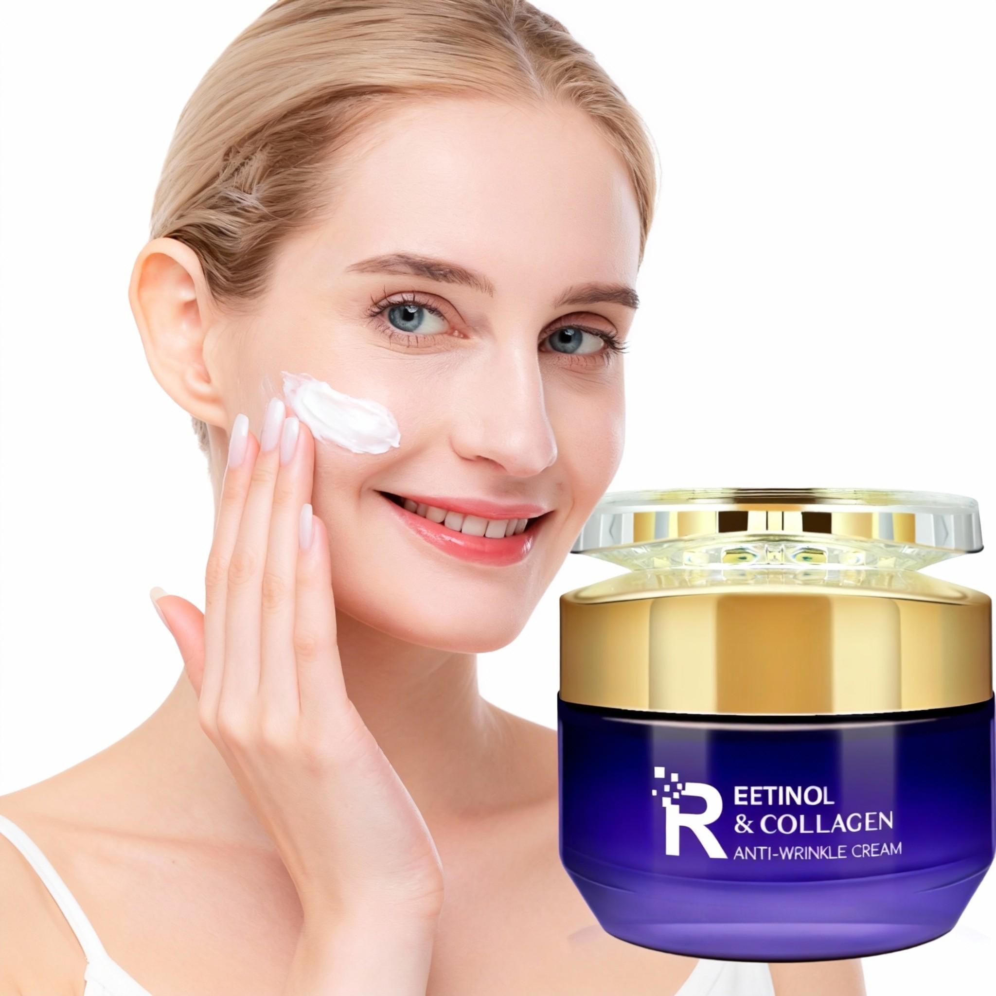 Retinol Face Cream, Anti-Wrinkle Collagen Moisturizer, Rich in Ceramides and Vitamin E, Deeply Nourishes and Hydrates, Fights Fine Lines