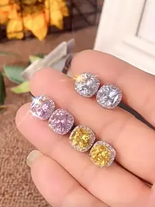 Ne'w Bright // Cz Cubic Zirconia Stud Earrings for Women, Fashion Contracted Jewelry, High Quality Wedding Engagement Accessories