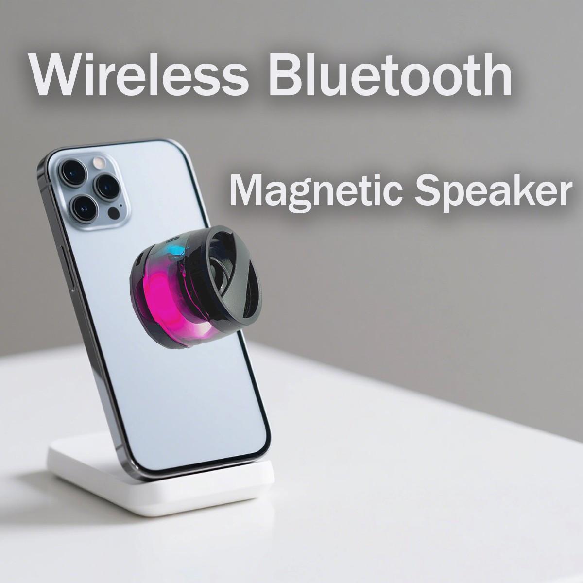 RGB Bluetooth Speaker - Tiny Portable with Magnetic Phone Holder| Wireless Sound + Charging| Compact Office Home Use