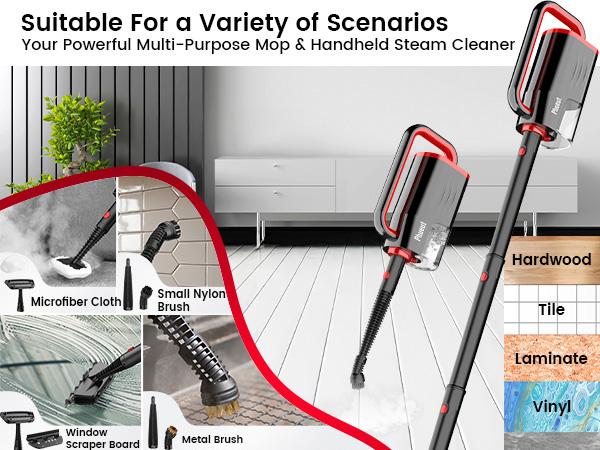 Phueut Lightweight Detachable Steam Mop Cleaner - 2 Modes 3 Temp Levels, Heavy Duty Powerful Handheld Steam Cleaner for Cleaning/Hardwood/Tile Grout