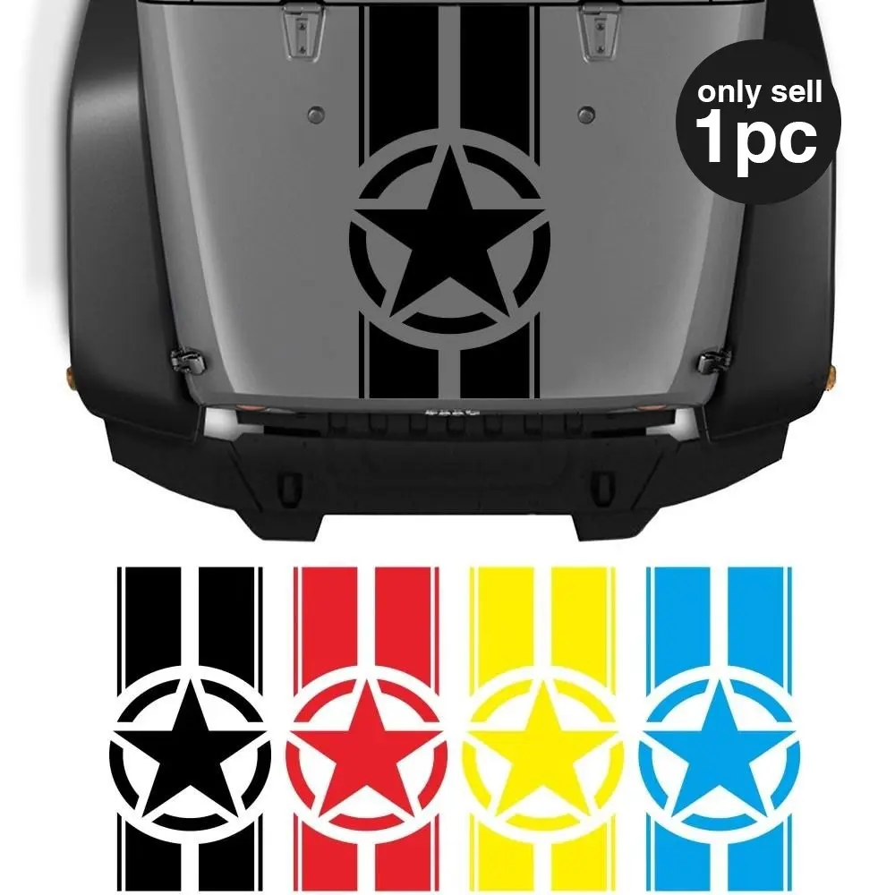 Vinyl Engine Hood Decal, Star Stripe Design, Vehicle Exterior Decoration, Waterproof Universal Car Truck Sticker, DIY Automotive Body Wrap, Off-Road Vehicle Front Cover Mod Kit, Automobile Decals, Decals For Vehicles, Decal For Trucks