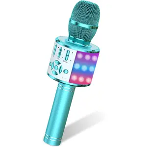 Amazmic Kids Karaoke Microphone Machine Toys for Girls Bluetooth Microphone with LED Light, Children's Day Birthday Gift for Girls Boys 3 4 5 6 7 8 9 10 11 12 Year Old Kids Toys(Blue)