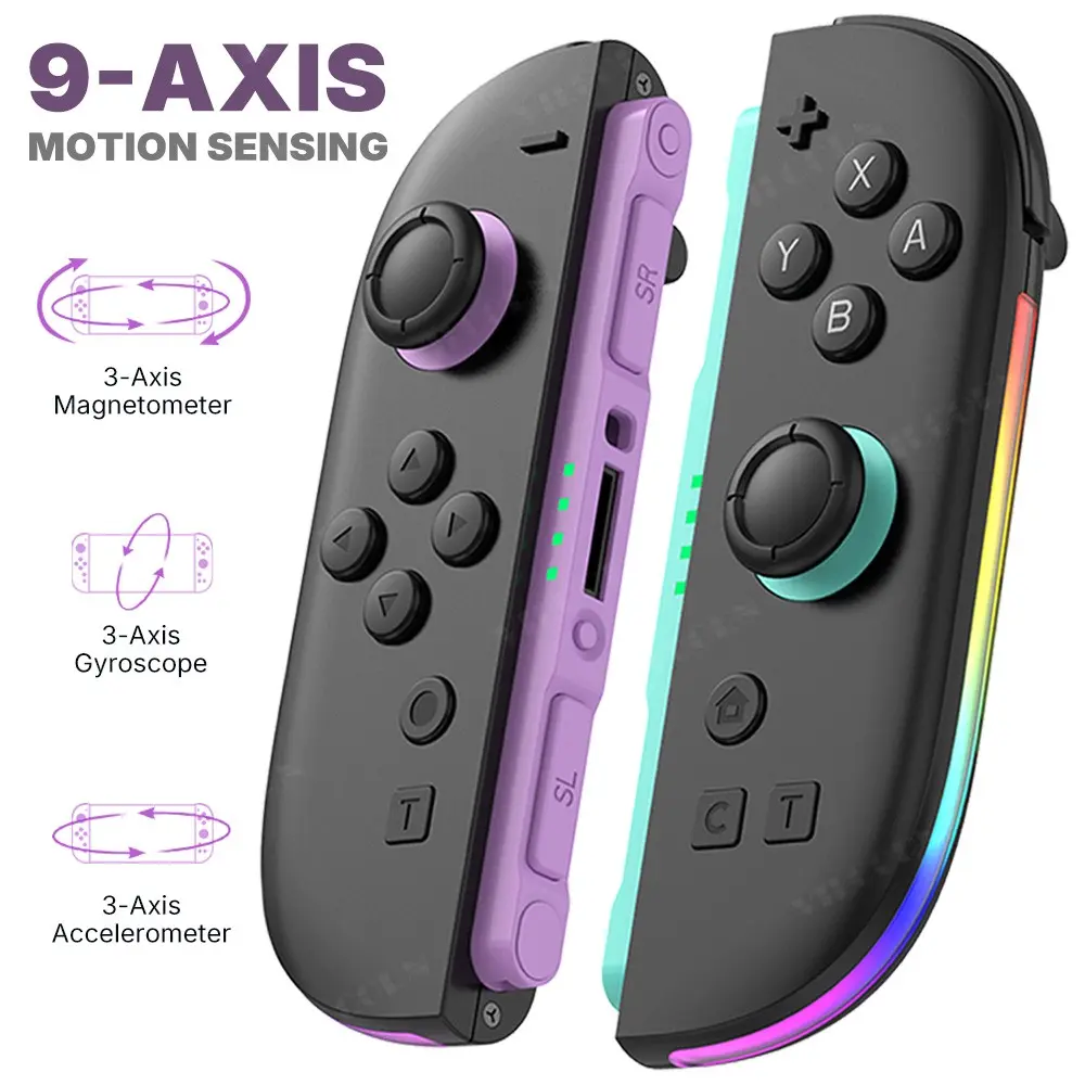 Wireless Joypad Controller for Switch2 Console, RGB Light Gamepad, One-Key Wake-Up, Magnetic Attachment, Turbo 9-Axis Motion, Dual Vibration