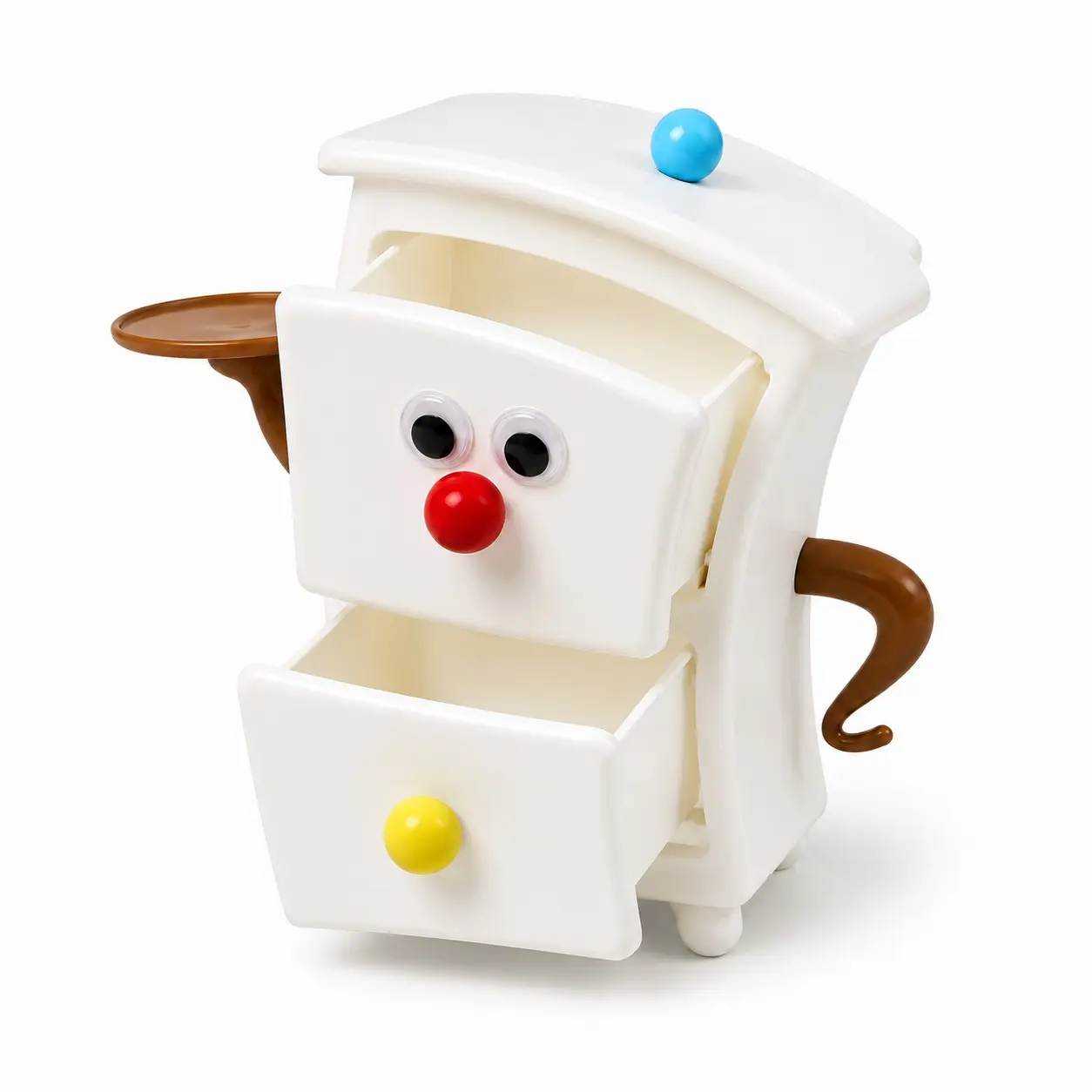 Cute Desktop Organizer with 2 Pull-Out Drawers, Cartoon Small Storage Box with Side Tray, Mini Desk Organizer for Jewelry, Stationery, Hair Accessories & Small Items
