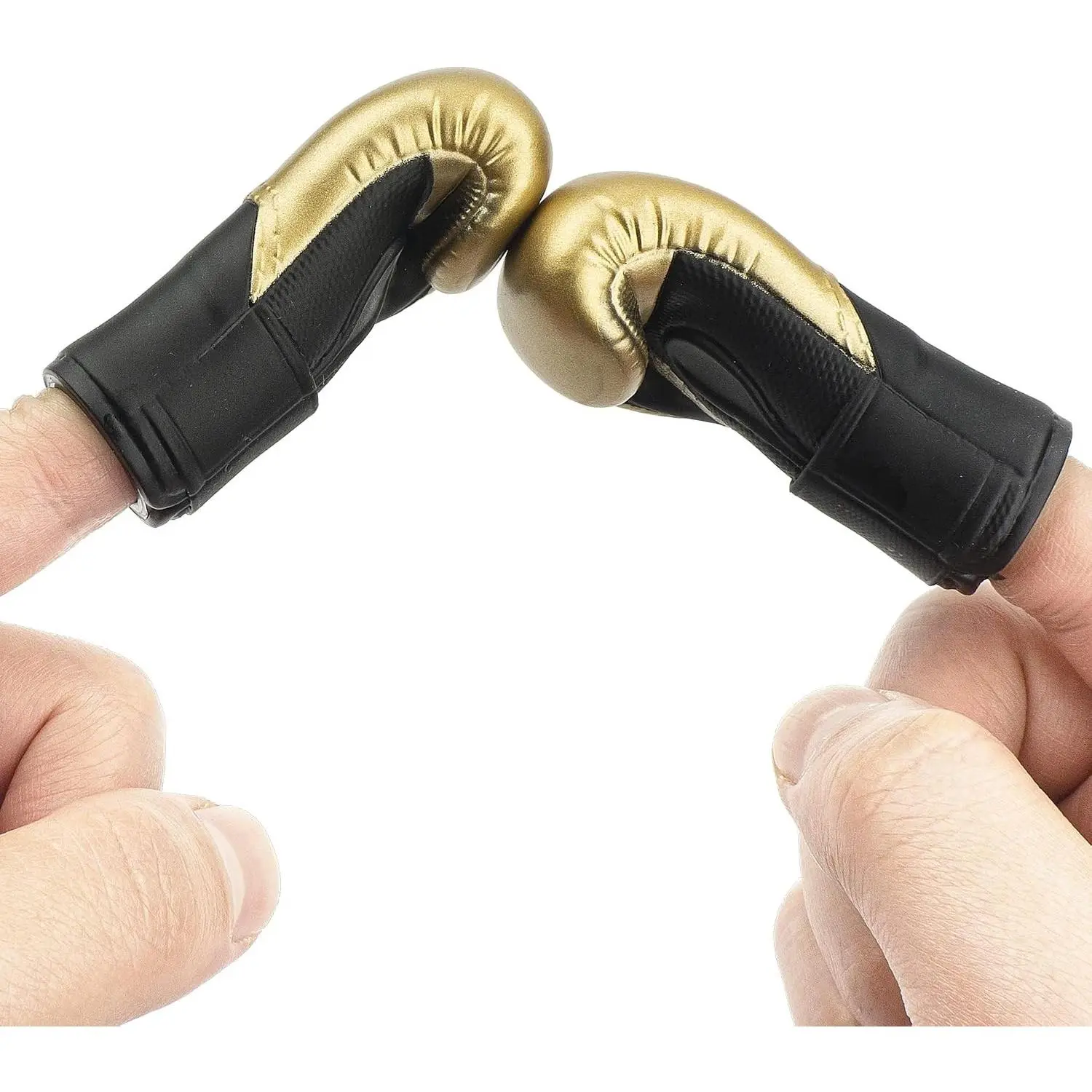 Boxing Gloves Mini Finger Puppets Knock Out Your Stress Weird Stuff Random White Elephant Gifts Gold - 2Pcs