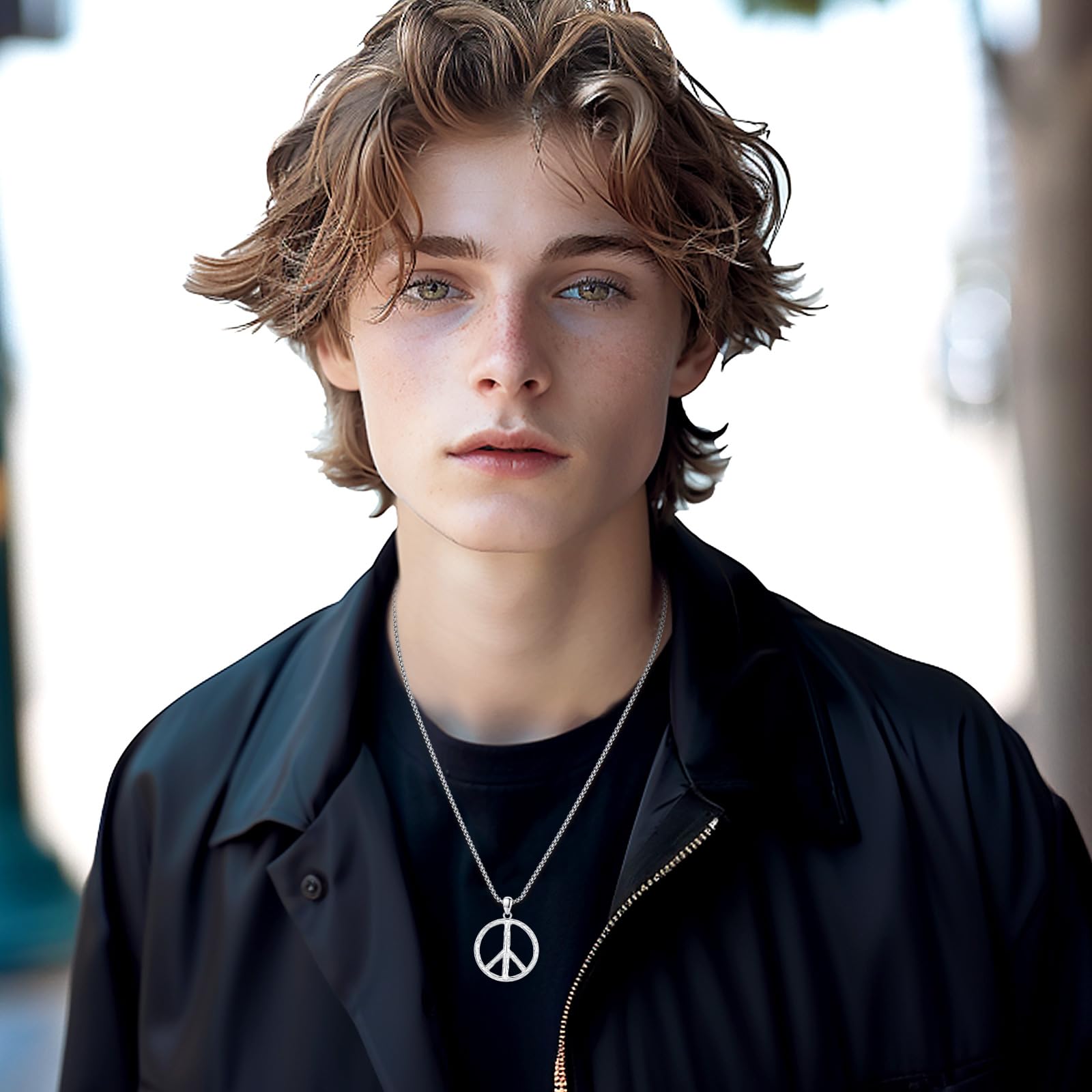 Thanches 925 Sterling Silver Peace Sign Necklace for Men Women Hippie Peace Pendant Jewelry, Perfect for Parties, Birthdays, Graduations Unleash