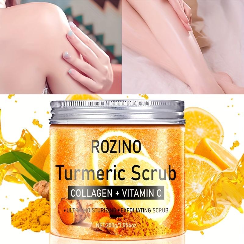 Ultra - Moisturizing & Exfoliating! Rozino Turmeric Scrub, Boosted by Collagen & Vitamin C