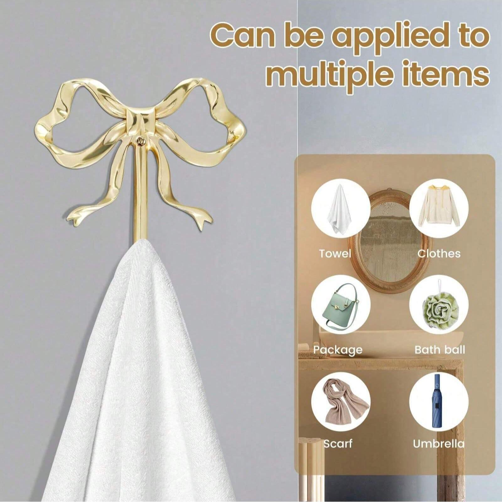 Vintage European Bowknot Decorative Wall Hook, Easy Installation, for Towels, Coats, Bags, Scarves, Keys, Necklaces, Umbrellas, Wall Mounted Hanger, Key Holder