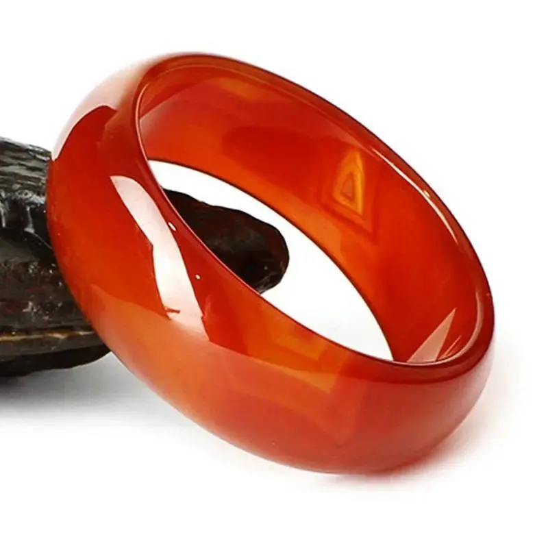 58-68MM Brazilian Red Agate Bracelet Widened and Thickened Bangle Healing Energy Gift Handcarved Boutique Women Perfect Jewelry