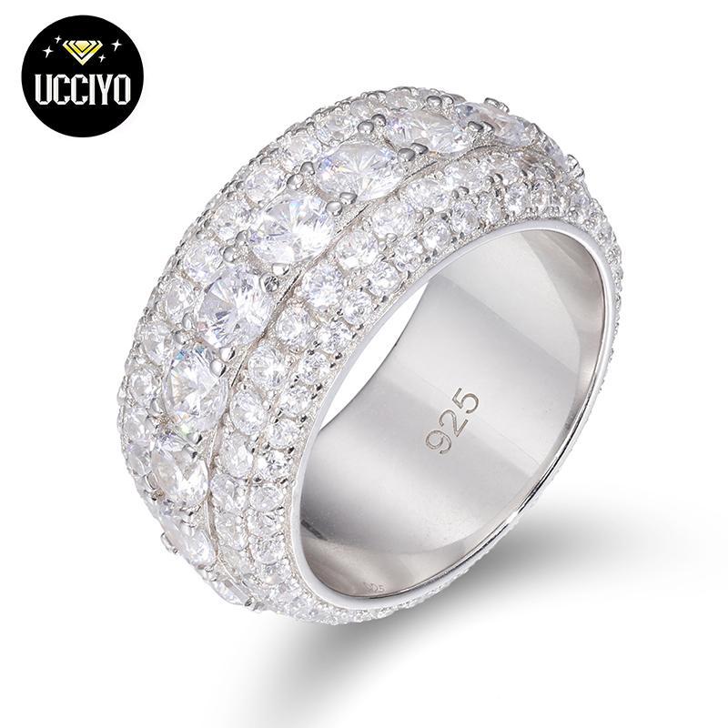 【#R60 Livestream】UCCIYO 18K Gold-Plated Ring with Lab-Grown Moissanite For Men Hip Hop Pave Setting S925 Sterling Silver Rings Hip Hop Jewelry