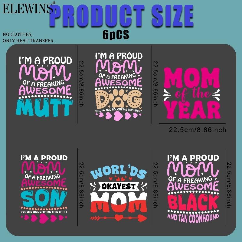 6 Sheets Mother's Day Tshirt DTF Hot Stamping Transfer Film for Tshirt Hoodie Jeans Backpack Pillow Washable Reusable Heat Transfer Vinyl for DIY Crafts