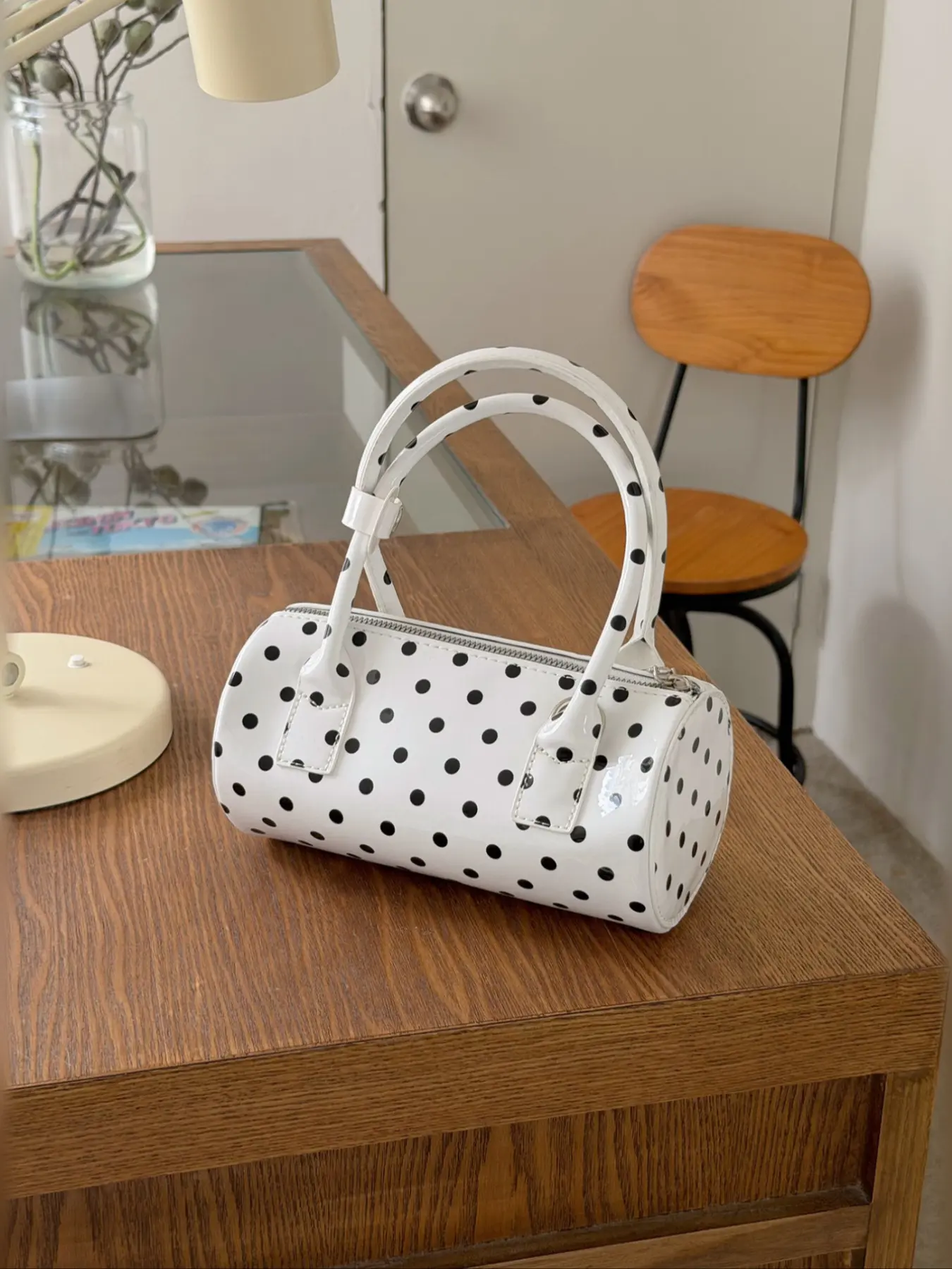 2026 New Fashion Polka Dot Handbag for Women, Elegant Daily Shoulder Bag, Commute Casual Fashionable Crossbody Bag, Versatile Canvas Baguette Bag