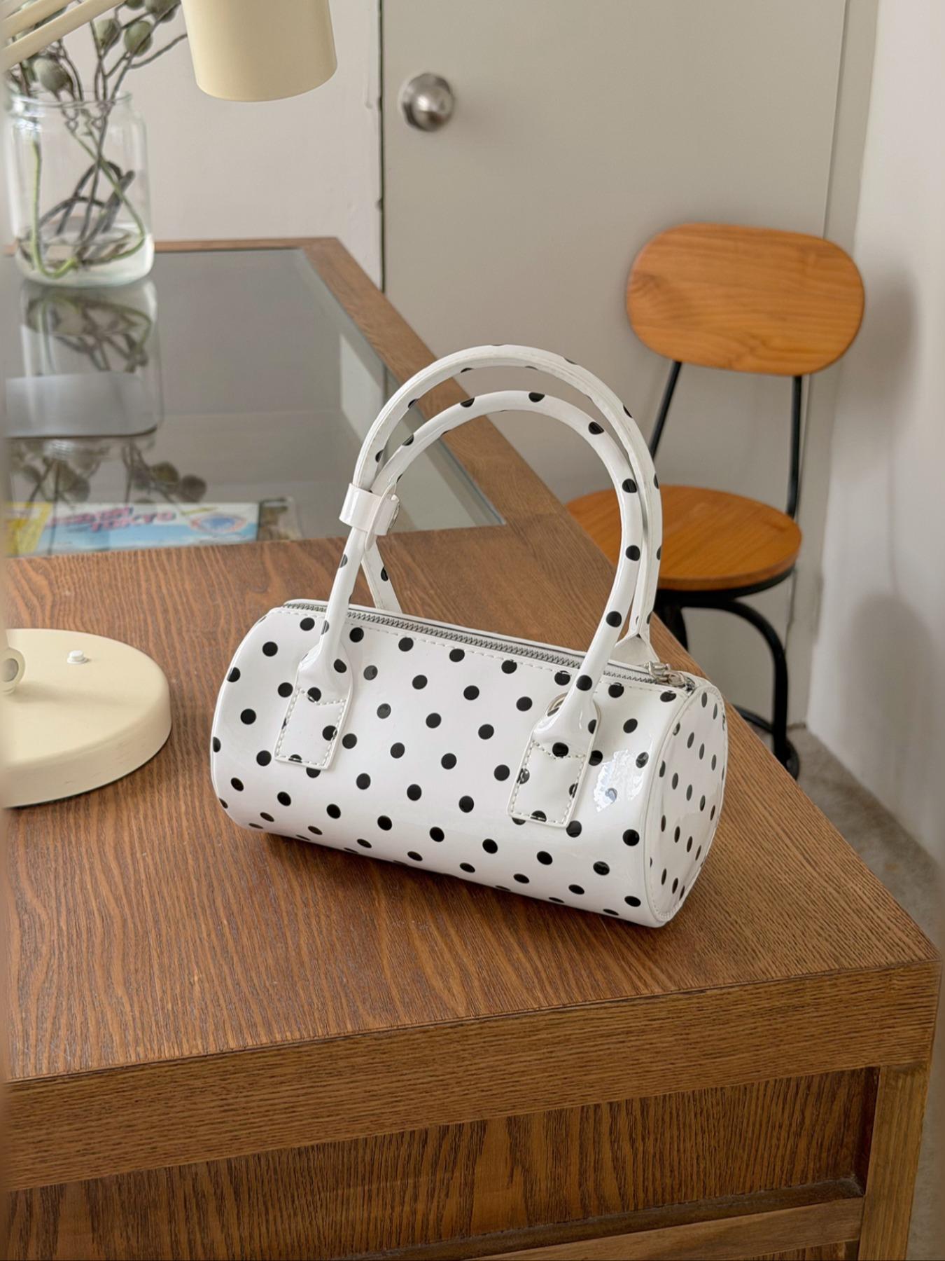 2026 New Fashion Polka Dot Handbag for Women, Elegant Daily Shoulder Bag, Commute Casual Fashionable Crossbody Bag, Versatile Canvas Baguette Bag