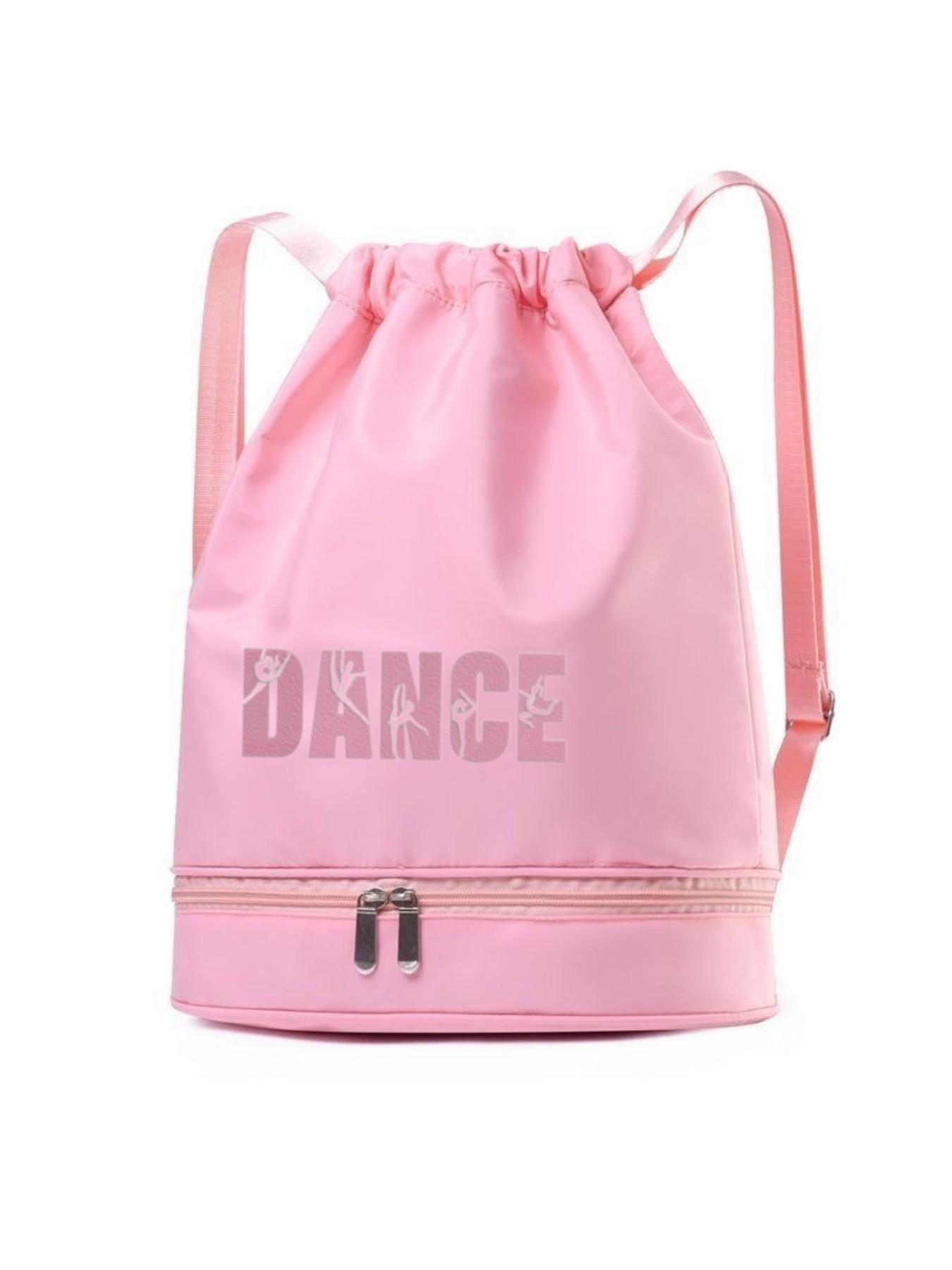 Women's Dance Backpack, Customizable Letter Print, Lightweight High-Quality, Adjustable Straps, Shoe Compartment, Rose