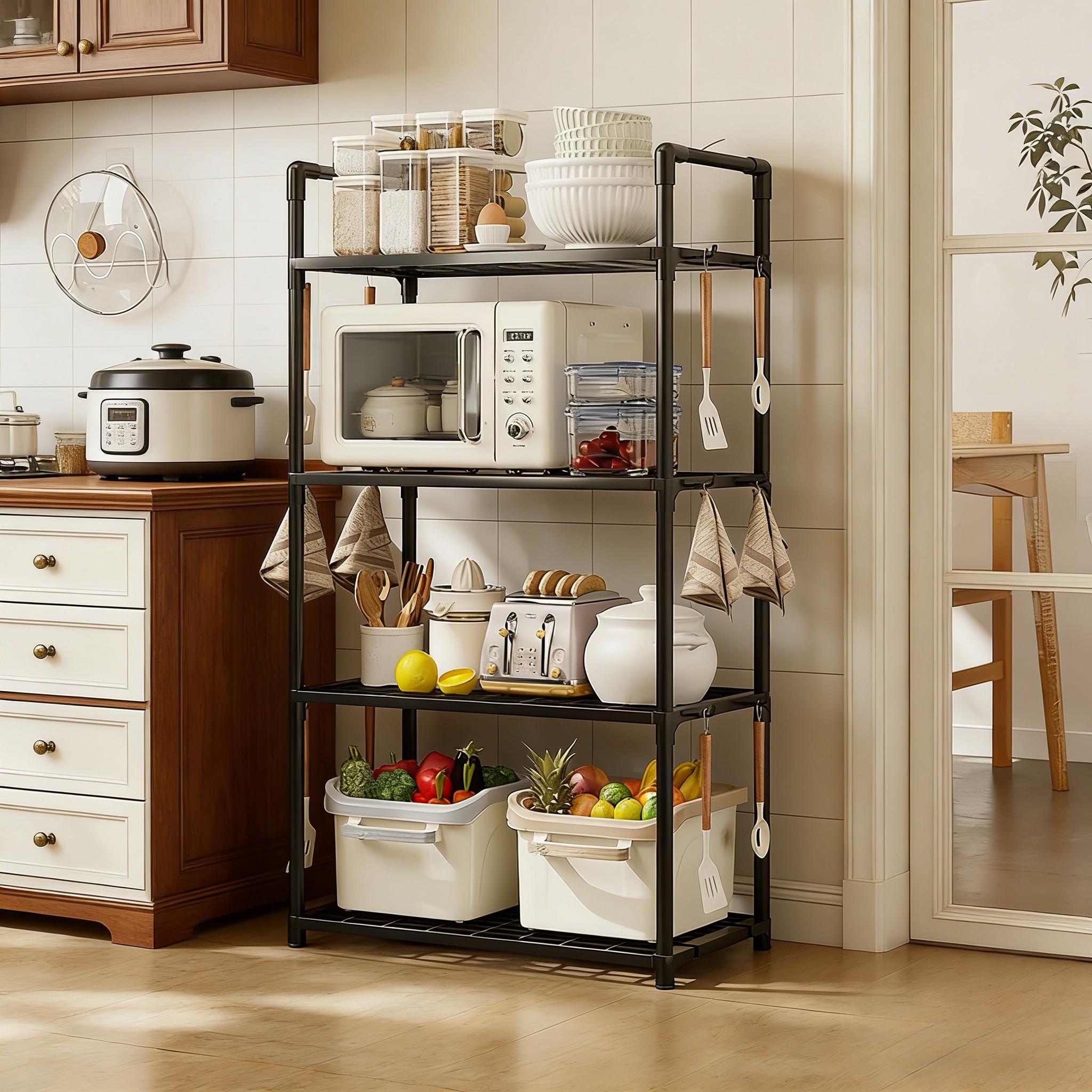 Kitchen Floor Storage Rack, 4/5 Layers Optional, Multi-Functional Home Organizer, Microwave Rice Cooker Small Appliances Shelf, Dorm Room Office Storage