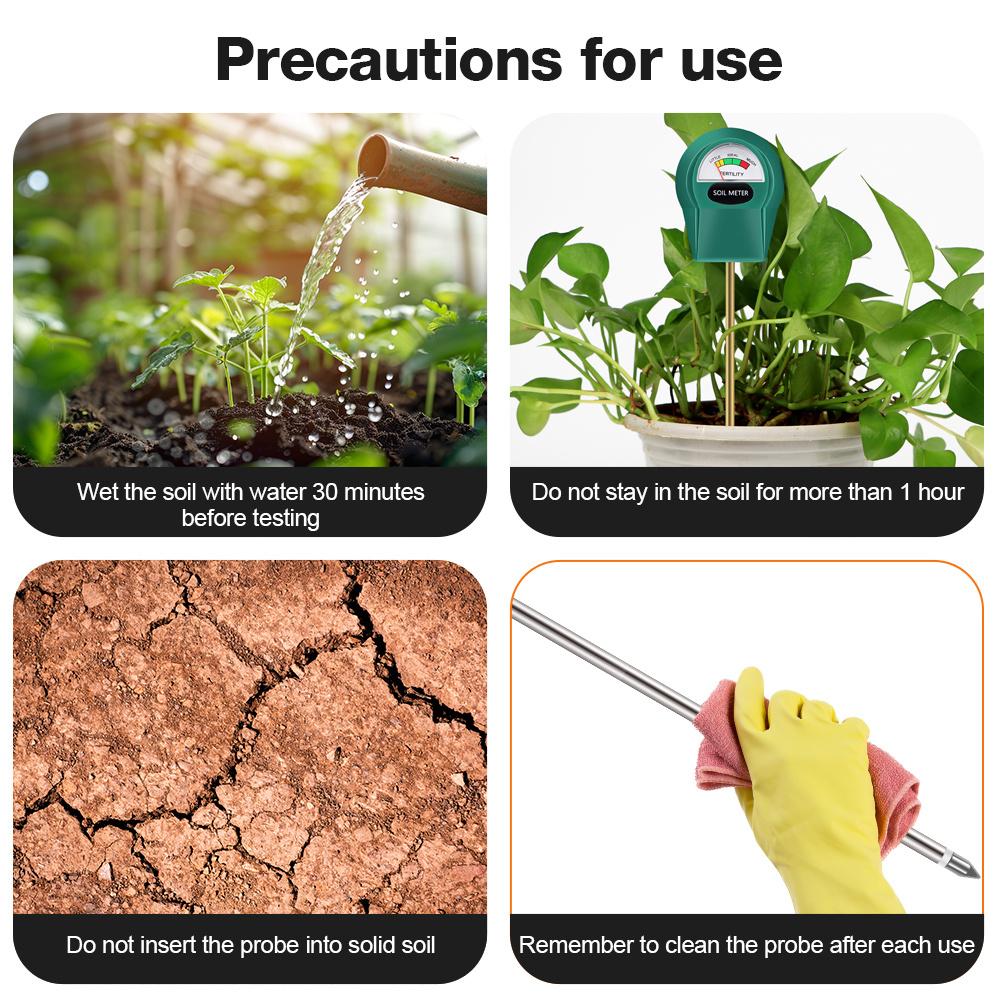 Hand Held Soil Detector High Accurate Soil PH/Water Moisture/Fertility Meter Metal Probe Soil Moisture Tester for Garden Flowers