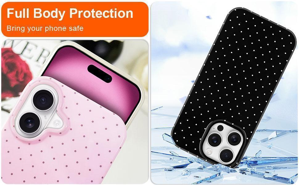 Hython for iPhone 17 Case Cute Polka Dot Aesthetic Design Simple Cover 6.3", Thin Slim Anti-Scratch Soft TPU Bumper Shockproof Rubber Protective Phone Cases for Women Girls Girly Boys, White