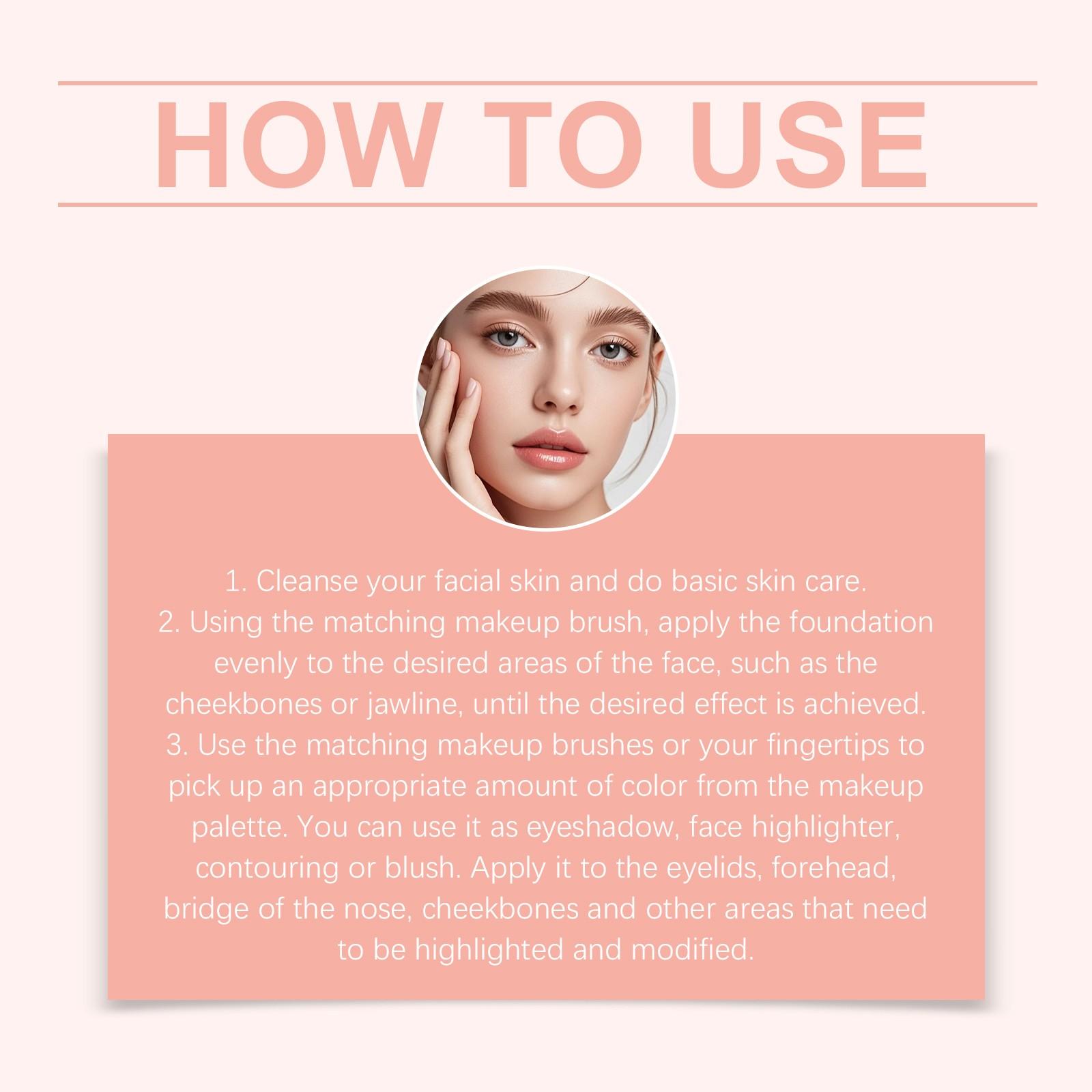 Makeup Palette Set, 4-in-1 Eyeshadow Highlighter Contour Blush with 15g Baked Foundation & Makeup Brush, Natural Long-Lasting Full Face Makeup Kit