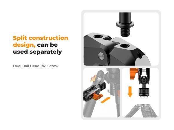 【K&F CONCEPT】Camera Clamp Mount, Super Clamp Mount Magic Arm with Two 360° Ball Heads, 1/4" Screw Threads for ARRI Compatible with DSLR, Action Camera, Tripod, Phone for Gopro/Insta360 【K&F CONCEPT】Camera Clamp Mount, Super Clamp Mount Magic Arm with Two 360° Ball Heads, 1/4" Screw Threads for ARRI Compatible with DSLR, Action Camera, Tripod, Phone for Gopro/Insta360