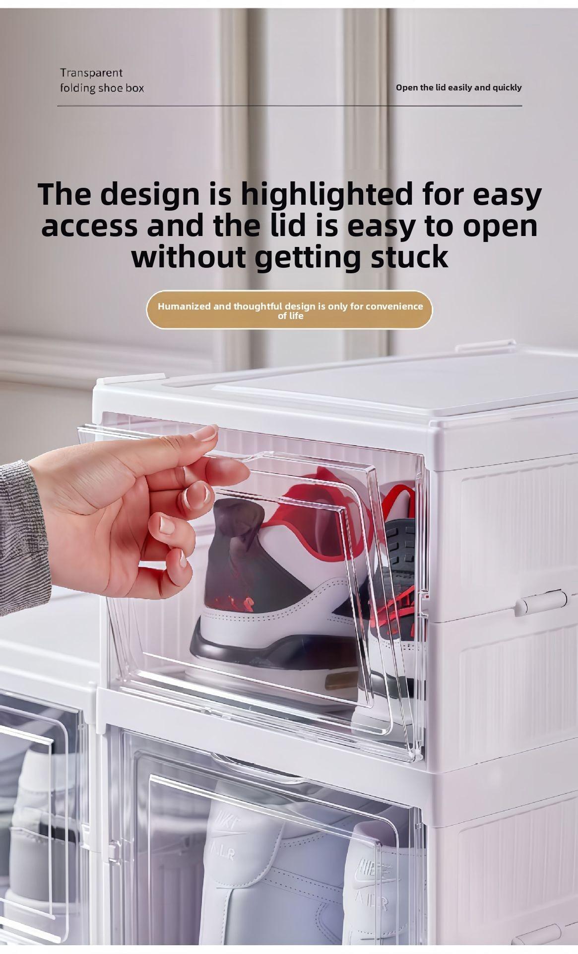 3/6 Installation-free folding shoe rack Transparent shoe storage box Shoe display cabinet Integrated moisture-proof, dustproof, durable and beautiful shoe cabinet Shoe rack