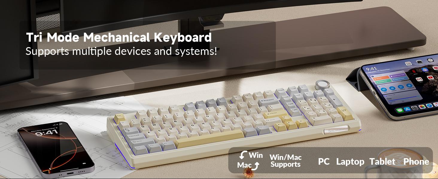 Solakaka KI99 Pro Hot-Swappable 96% Wireless RGB Gaming Mechanical Keyboard, Pre-Lubed Switches,Gasket Structure Creamy Keyboards for Gamer/PC/Laptop (White) PC Accessories gaming accessories FallFreshness