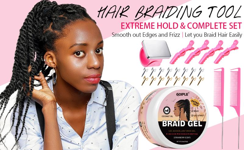 Braiding Tools Kit for Professional Hair Braiding Parting Comb Finger Comb Wristband Clips Braid Gel for Neat Stitch Braids  Haircare Heatless