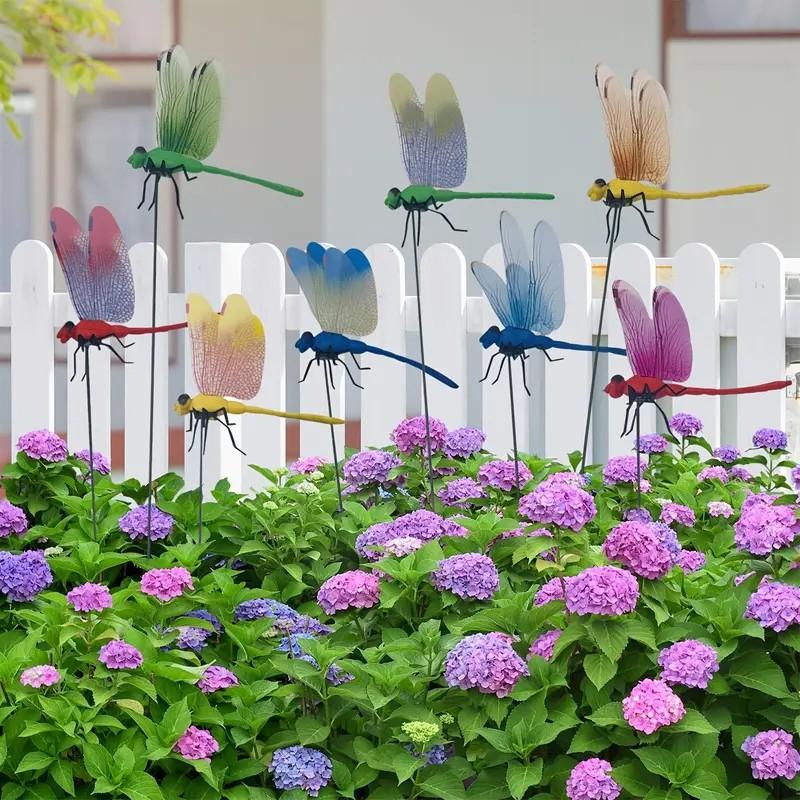 4/8/12 piece set of simulated dragonfly rod clips, outdoor garden decoration dragonfly clips, fishing rod clips, Metal Clip Mosquito Repellent Hat Clip，mosquito bug repellent hack