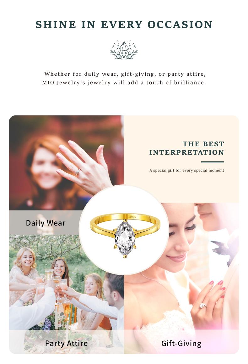 1-2CT Marquise-Cut Synthetic Moissanite Wedding Ring, s925 sterling silver 6-Prong Solitaire Moissanite Rings,Perfect gift and everyday wear