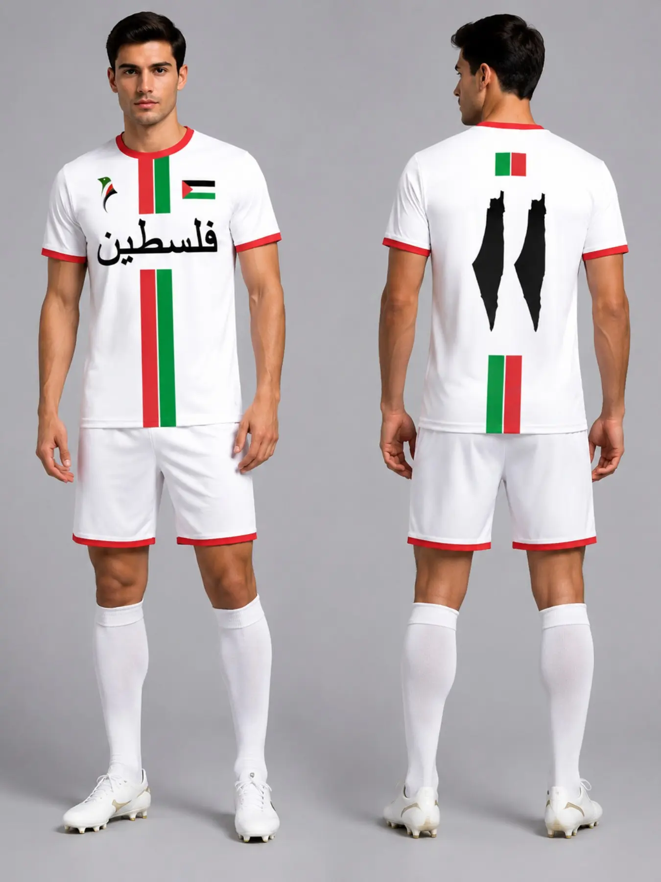 Palestine Football Jersey T-Shirt, Unisex Retro Striped Quick-Dry Sports Wear, Long Sleeve, Casual Style, All Seasons