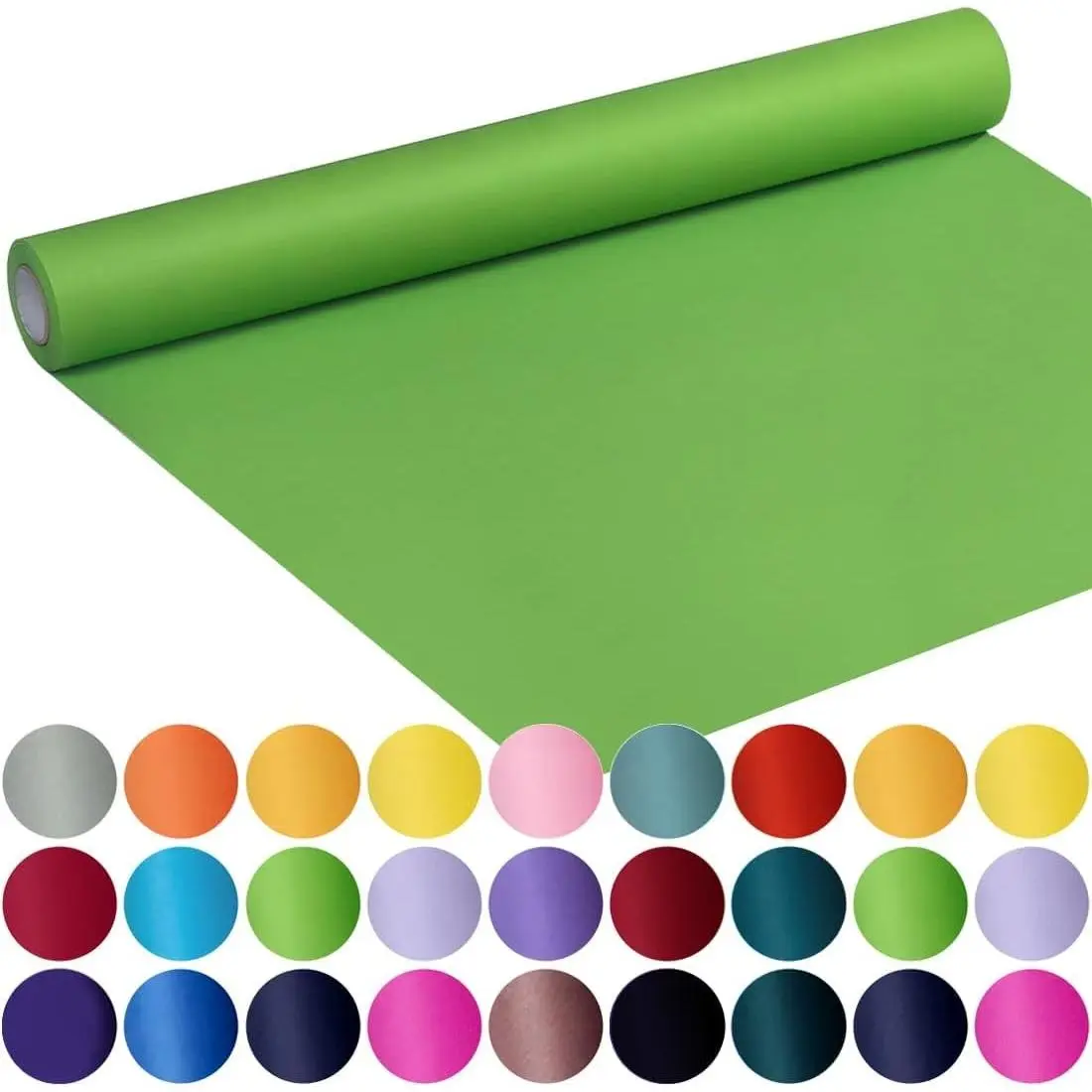 SMART&CASUAL 17.8" x 760" (63') Medium Green Kraft Craft Paper Roll for Gift Wrapping Bulletin Board Bouquet Flower Kids Art Packing Parcel Table Covering 80GSM 55LB (Medium Green, 17.8" x 63')