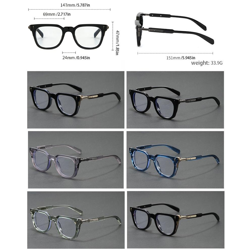 Portable Square Frame Glasses with Metal Hinges Versatile Glasses for Travel and Commuting for Both Men and Women