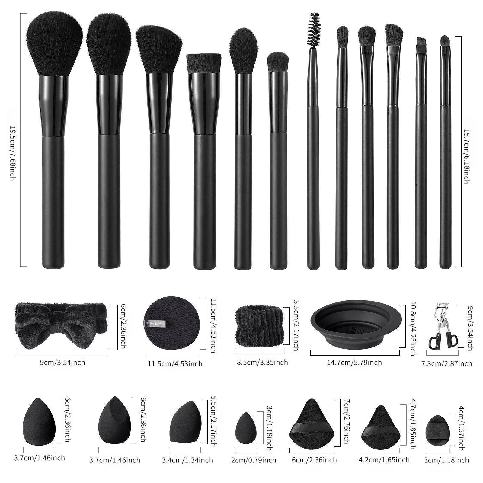 46-Piece Professional Makeup Brush Set, Includes Brushes, Sponges, Hair Bands, Travel and Daily Use, Plastic Frame, Makeup Brush Kit