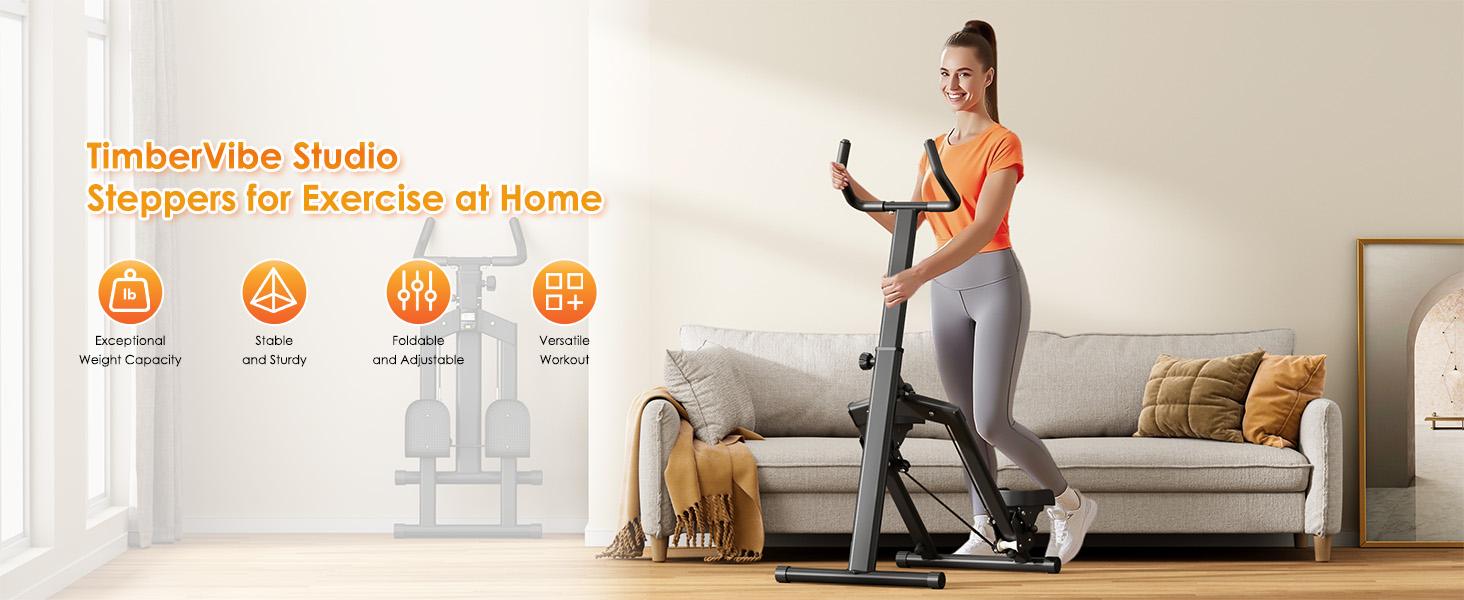 Stair climber,home gym equipment， foldable for easy storage, with 6 - level adjustable handlebars, and a display for time, count, calories and frequency, made of thickened and reinforced steel pipes. gift Multifunctional Workout Station