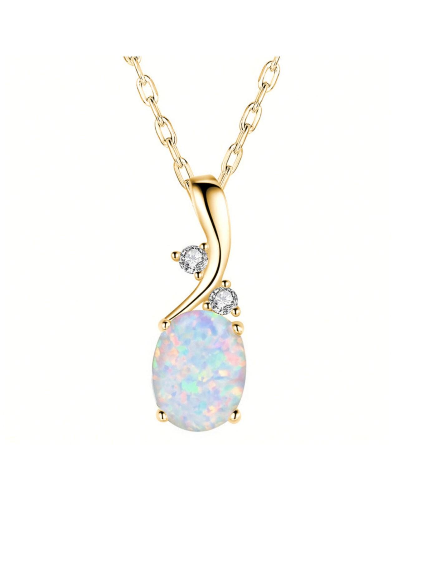 Elegant Necklace for Women, AOBAO stone Jewelry,  oval Pendant with Diamond Necklace, Perfect Gift for Her, Trendy Fashion