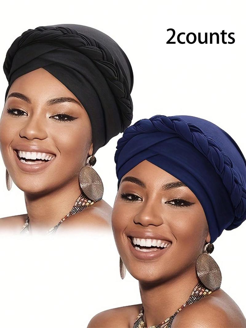 Women's Simple Style Plain Color Braided Design Turbans, 90s Vintage Hats for Women, Beach Essentials, Casual Trendy Hair Bonnet, Fashion Hair Accessories for Daily Use, Fashion Matching Hat