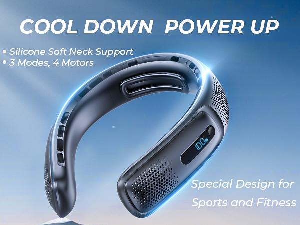 FrSara Neck Fan, 4 Turbo Bladeless Neck Fan, 4000 mAh Battery, USB Rechargeable Personal Fan, 360° Cooling Hands Free Fan, 3 Speeds, LED Display, Wearable Fan for Office Travel Gifts