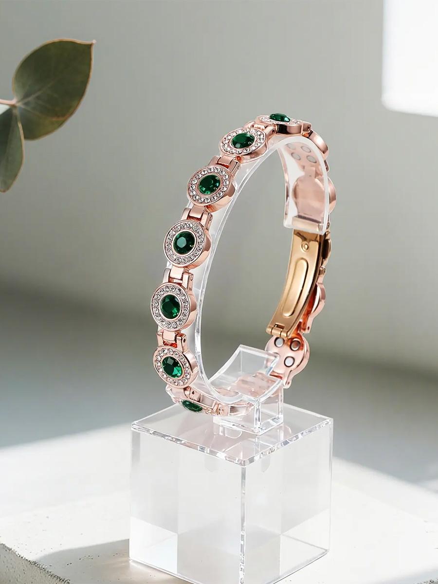 4X Strength Magnetic Copper Bracelet for Women, Jewelry Bracelet with 3800 Gauss Magnets, Adjustable Length, Secure Clasp, Premium Multi-Facet Crystal Inlays