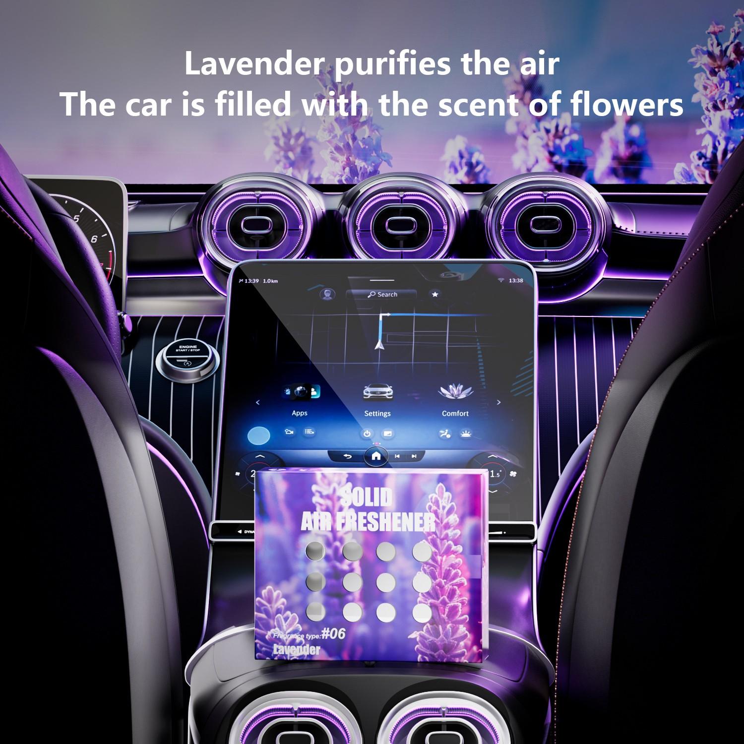 Large Capacity Solid Air Freshener, Long-Lasting Scent, Plant-Based Odor Remover, Car Dashboard Fragrance, Home Use, Lavender Rose Osmanthus
