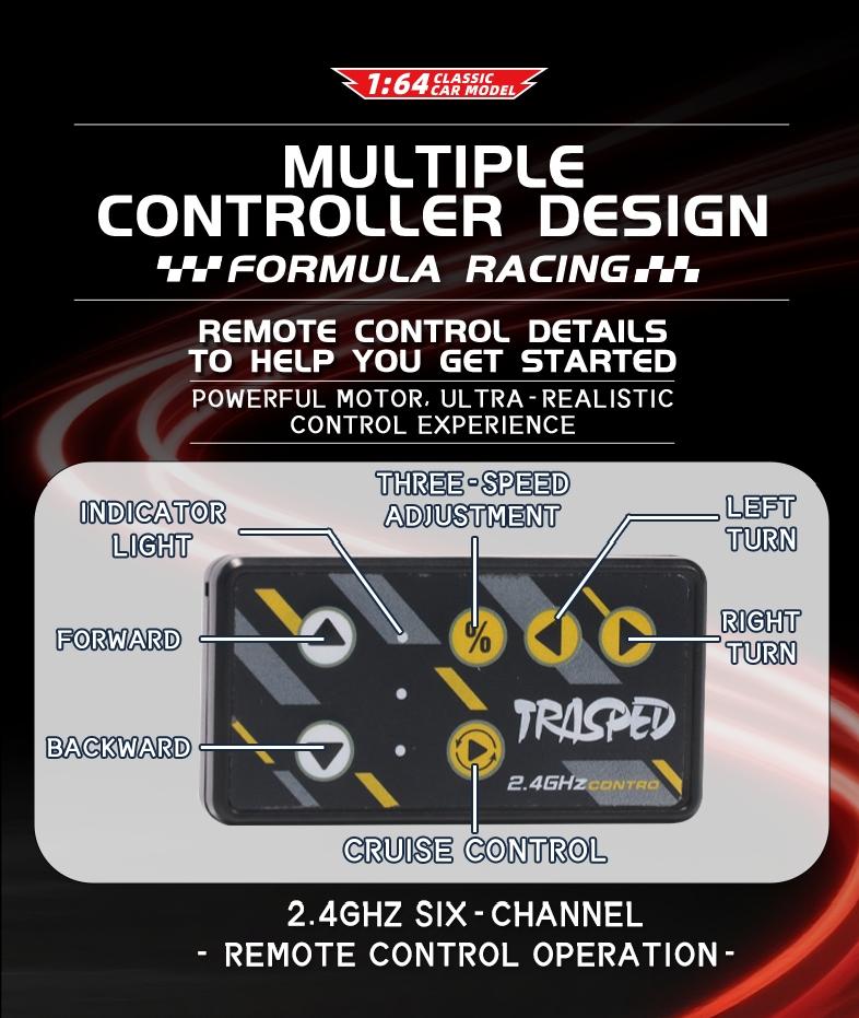 Authentic Ferrari 1:64 Formula F1 Alloy Mini RC Car, Off-Road Climbing Terrain, Powerful Horsepower, APP Remote Control, USB Charging