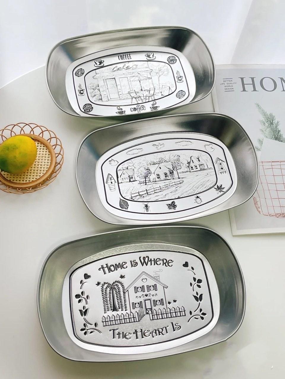 2pcs Serving Trays, Vintage Style Snack & Fruit Trays Set, Perfect for Home Decor, Coffee Table, Parties & Picnics