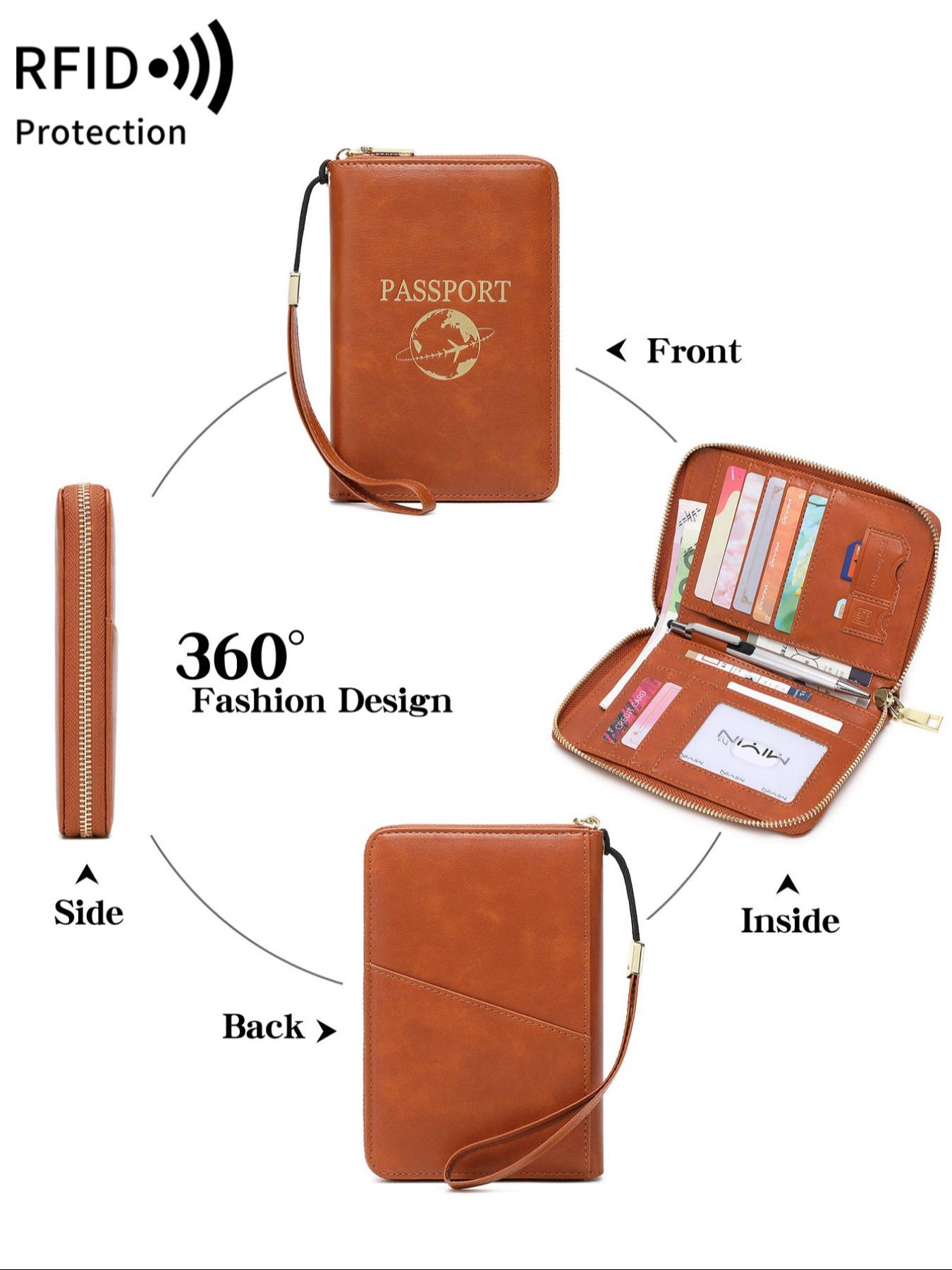 Passport Case with Card Slot, PU Leather PassportHolder with Wristband, RFlD Blocking Passport Wallet, Travel Document Holder for Women & Men, Passport Cover, Christmas Gift, Valentine's Day Gift, Ideal Gift