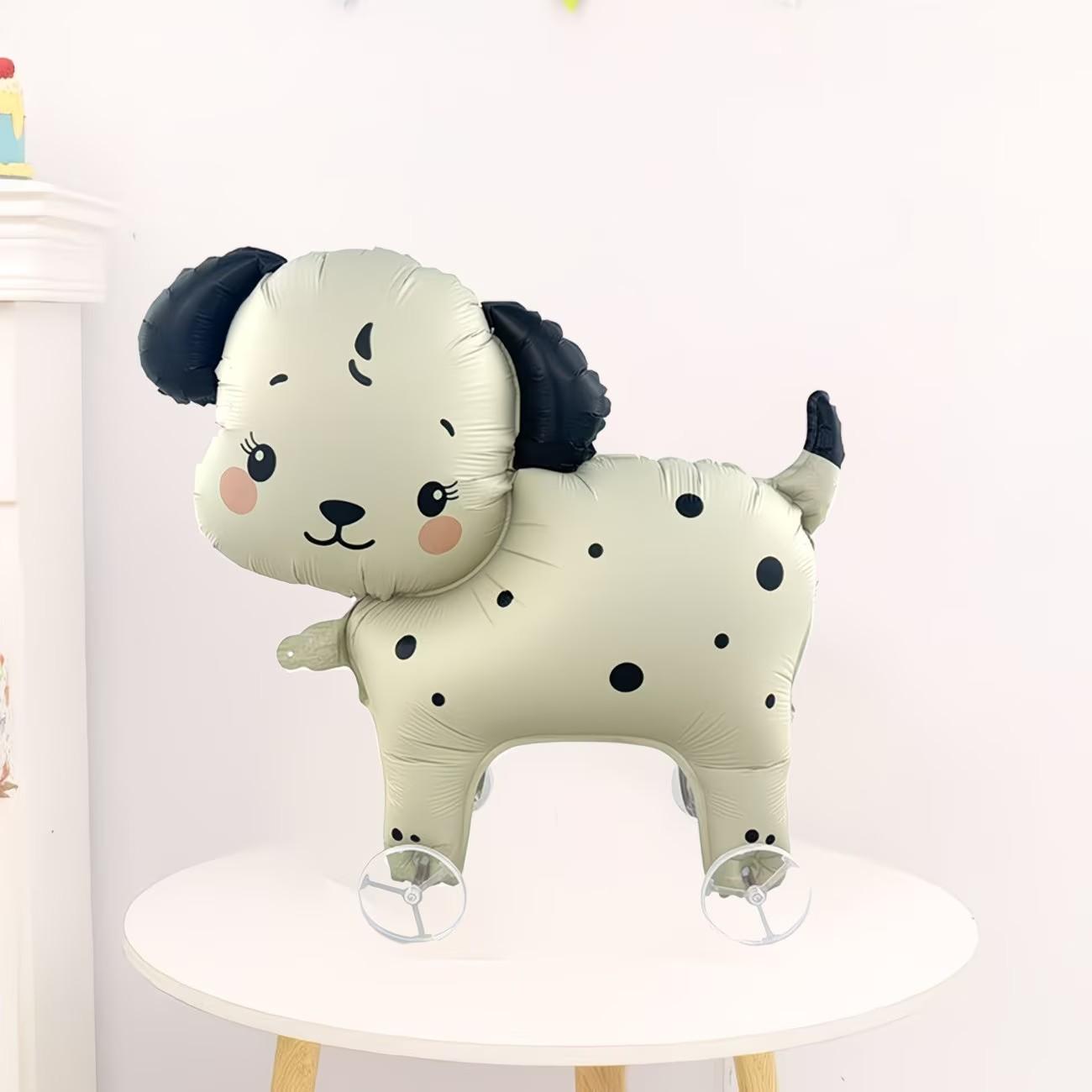8pcs Cute Dog Balloons with Wheels and Ropes, Cream Spot Design, Perfect for Outdoor Birthday Party Decorations