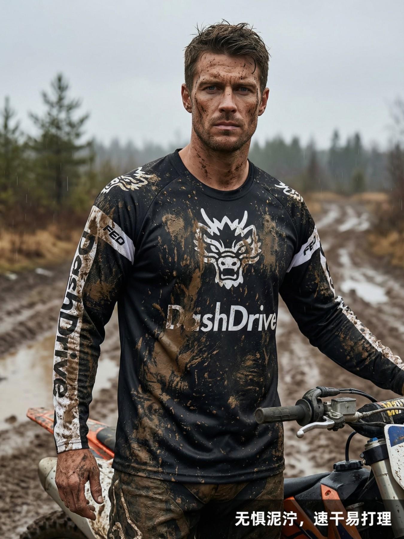 Men's Long Sleeve Downhill Jersey, Breathable Quick-Dry Mountain Bike & Motocross Cycling Top, Ideal for Outdoor Sports