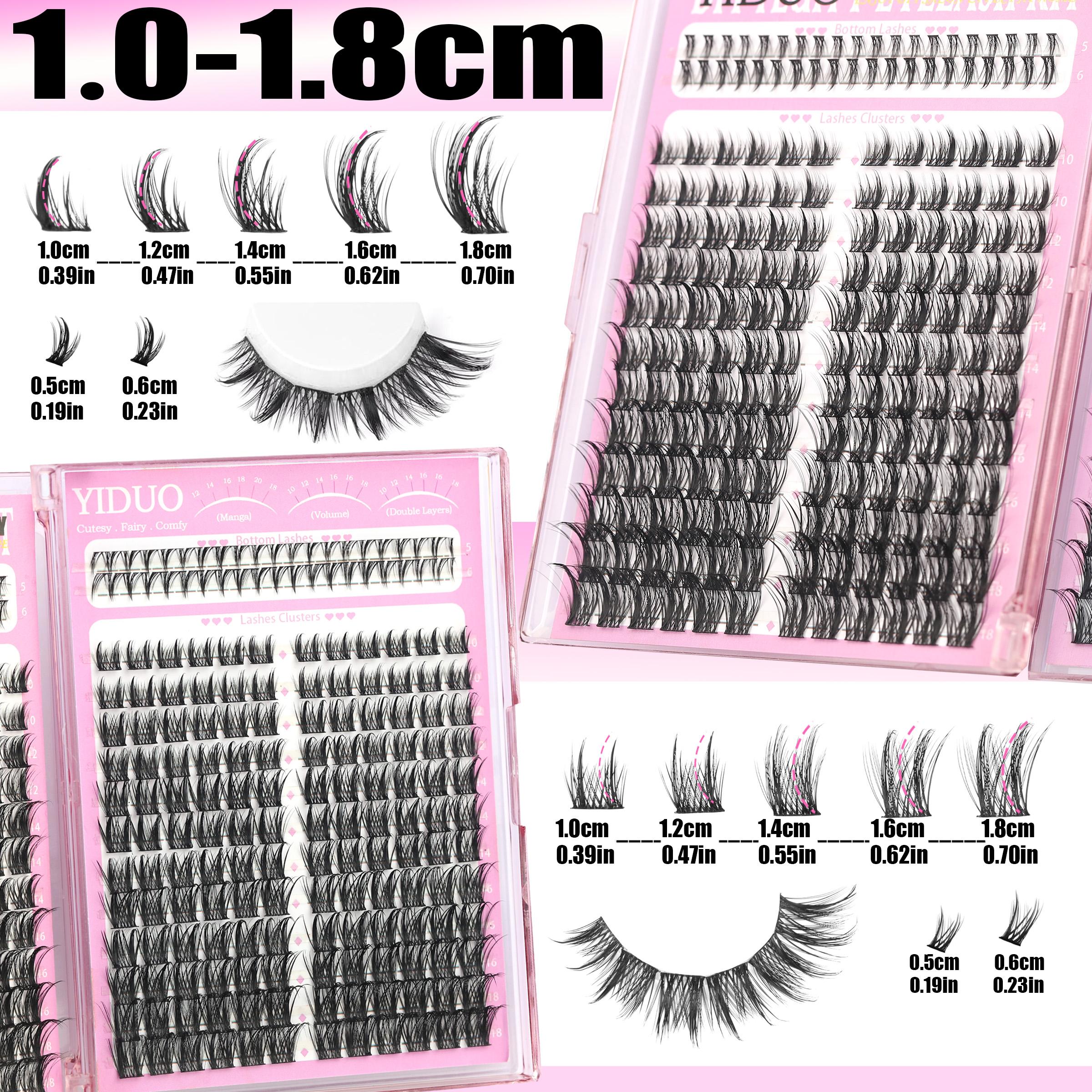 2168pcs YIDUO Lash Cluster Kit Gift Set Volume Manga&40D&60D&80D&100D with Spiky Bottom Lashes Extension Kit 10-20mm D Curl wispy False Eyelash With Double-ended Eyebrow Pencil | Waterproof Eyeliner | Eyelash Curler | DIY Lash Kit