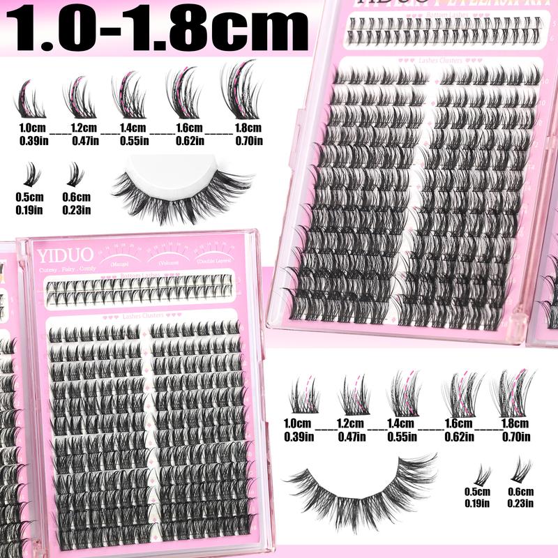 2168pcs YIDUO Lash Cluster Kit Gift Set Volume Manga&40D&60D&80D&100D with Spiky Bottom Lashes Extension Kit 10-20mm D Curl wispy False Eyelash With Double-ended Eyebrow Pencil | Waterproof Eyeliner | Eyelash Curler | DIY Lash Kit