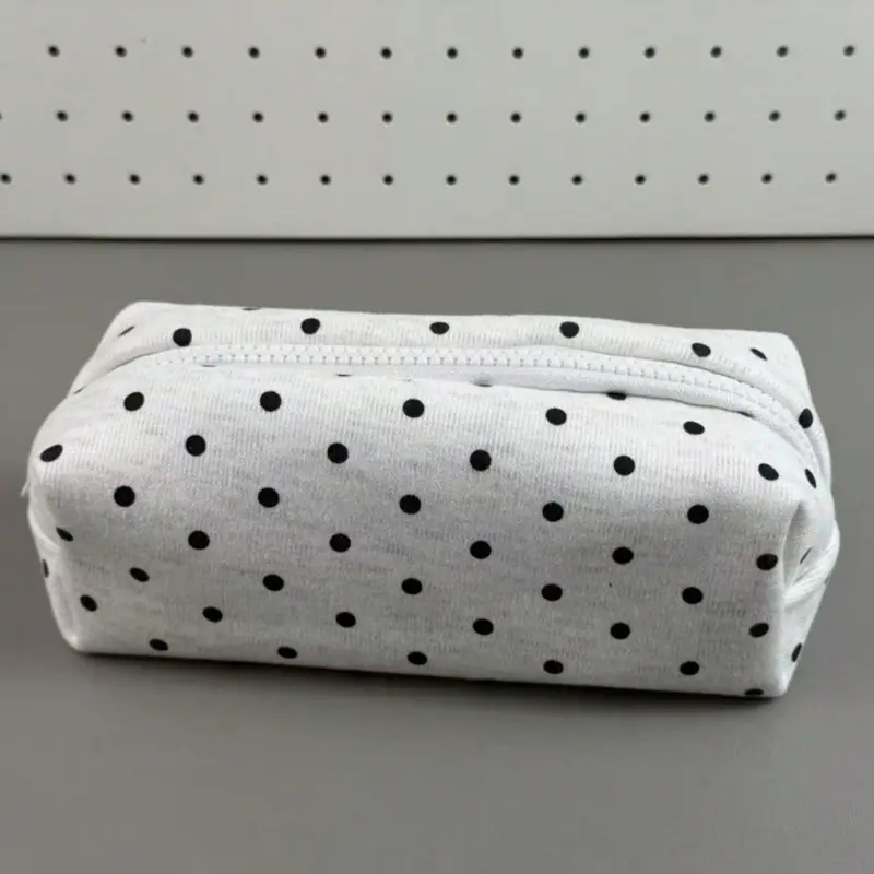 1pc Large Capacity Polka Dot Stationery Bag & Cosmetic Pouch: Korean Style Pencil Case | Minimalist Portable For Girls, Suitable For All Seasons, Suitable For Desktop Decoration, Desk Supplies, Office Supplies