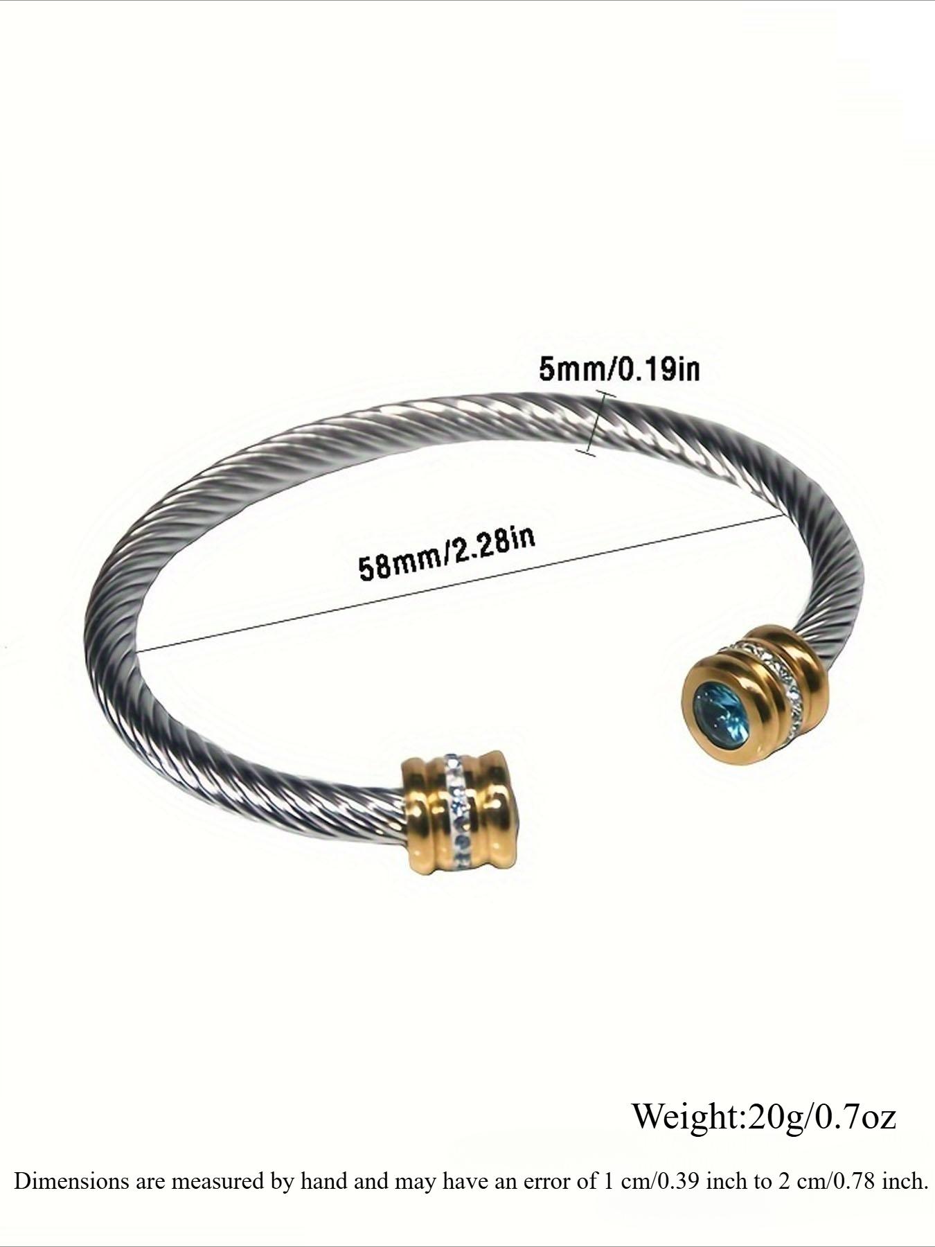 Unisex Casual Fashion Stainless Steel Birthstone Cuff Bracelet, Zinc Alloy Material, All-Season Wear, Rhinestone Design Bangle Bracelet