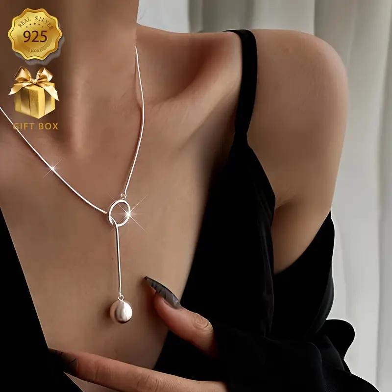 925 Sterling Silver Fashionable Round Ball Necklace with Textured Spherical Pendant, Bayonet Clasp, Retro Luxury Accessory for All Seasons sofia the first necklace chain necklace men dl mya necklace myah necklace day collars for women myah lh necklace