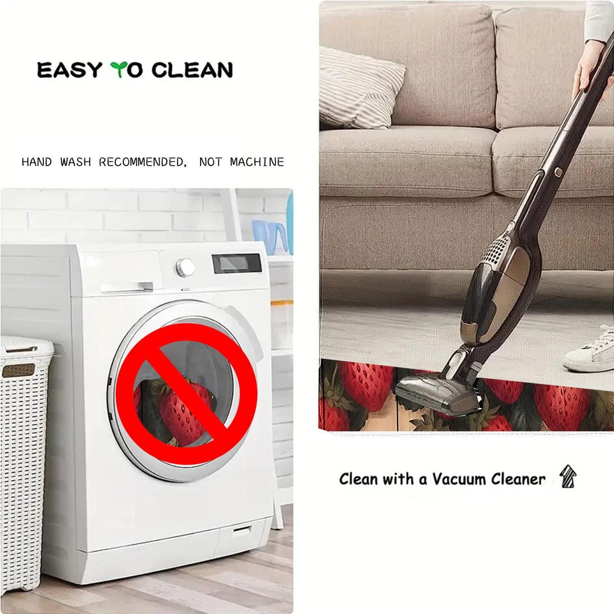 Luxury Wood Style Strawberry Rug, Durable Kitchen Mat, Entry Door Mat, Multi-Sized Welcome Gift, Summer Decor Floor Mat