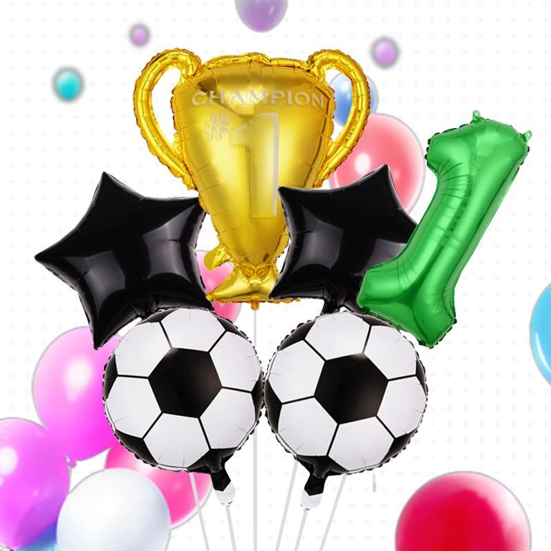 Soccer Trophy Number Foil Balloons, Multi Shape Mixed Color Set, Sports Events, Championship Celebrations, Festival & Party Decor